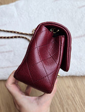 Load image into Gallery viewer, Chanel 15B Burgundy Caviar Classic Mini Rectangle Gold Hw