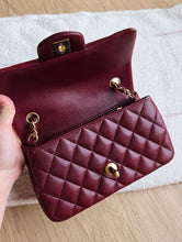 Load image into Gallery viewer, Chanel 15B Burgundy Caviar Classic Mini Rectangle Gold Hw