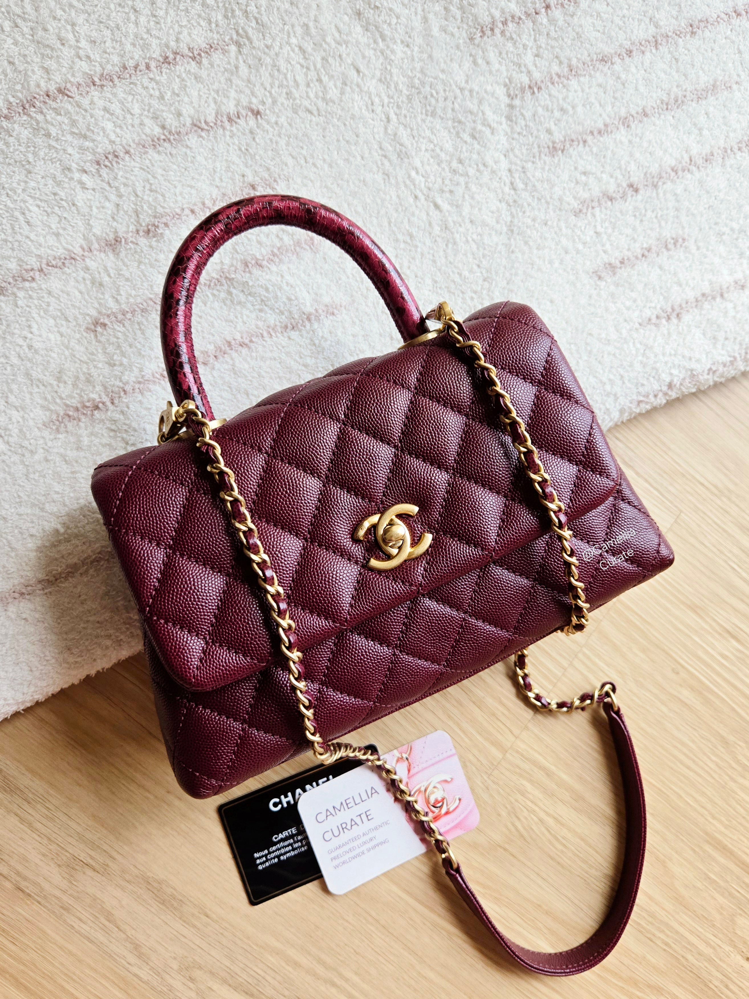 Coco handle バーガンディ キルティングバッグ Chanel Burgundy 