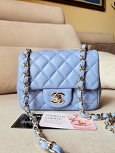 Load image into Gallery viewer, Chanel 21p Baby Blue Classic Mini Square Champagne Gold Hw