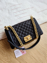 Load image into Gallery viewer, Chanel Boy Bag Old Medium Caviar Gold Hw