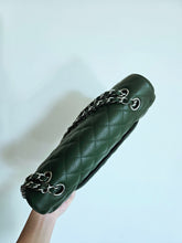 Load image into Gallery viewer, Chanel Forest Green Classic Medium Flap Caviar Silver Hw
