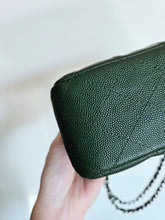 Load image into Gallery viewer, Chanel Forest Green Classic Medium Flap Caviar Silver Hw