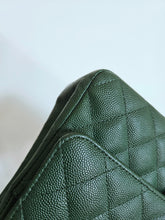 Load image into Gallery viewer, Chanel Forest Green Classic Medium Flap Caviar Silver Hw