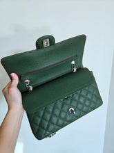 Load image into Gallery viewer, Chanel Forest Green Classic Medium Flap Caviar Silver Hw