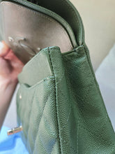 Load image into Gallery viewer, Chanel Forest Green Classic Medium Flap Caviar Silver Hw