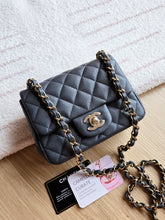 Load image into Gallery viewer, Chanel 18B Grey Caviar Classic Mini Square Gold Hw