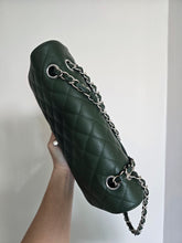 Load image into Gallery viewer, Chanel Forest Green Caviar Classic Medium Flap Silver Hw