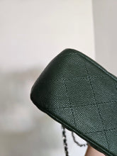Load image into Gallery viewer, Chanel Forest Green Caviar Classic Medium Flap Silver Hw