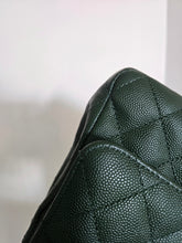 Load image into Gallery viewer, Chanel Forest Green Caviar Classic Medium Flap Silver Hw