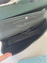 Load image into Gallery viewer, Chanel Forest Green Caviar Classic Medium Flap Silver Hw