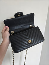 Load image into Gallery viewer, Chanel Mini Rectangle Chevron Black Caviar Gold Hw