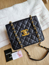 Load image into Gallery viewer, Chanel Square Flap Vintage Black Caviar Large CC 24k Gold