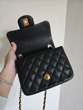 Load image into Gallery viewer, Chanel Mini Square Black Caviar Edge Stitching Gold Hardware