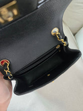 Load image into Gallery viewer, Chanel Mini Square Black Caviar Edge Stitching Gold Hardware