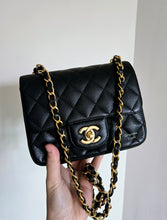 Load image into Gallery viewer, Chanel Mini Square Black Caviar Edge Stitching Gold Hardware