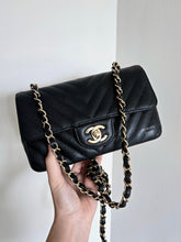 Load image into Gallery viewer, Chanel Mini Rectangle Chevron Black Caviar Gold Hw