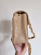 Load image into Gallery viewer, Chanel Dark Beige Mini Caviar Vintage Chevron 24k Gold