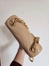 Load image into Gallery viewer, Chanel Dark Beige Mini Caviar Vintage Chevron 24k Gold