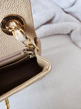 Load image into Gallery viewer, Chanel Dark Beige Mini Caviar Vintage Chevron 24k Gold