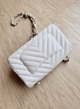 Load image into Gallery viewer, Chanel 18B Ivory Caviar Chevron Mini Rectangle Gold Hw