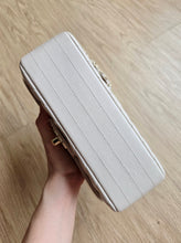 Load image into Gallery viewer, Chanel 18B Ivory Caviar Chevron Mini Rectangle Gold Hw