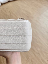 Load image into Gallery viewer, Chanel 18B Ivory Caviar Chevron Mini Rectangle Gold Hw
