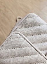 Load image into Gallery viewer, Chanel 18B Ivory Caviar Chevron Mini Rectangle Gold Hw