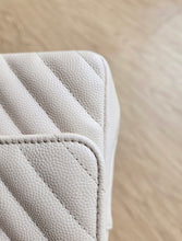 Load image into Gallery viewer, Chanel 18B Ivory Caviar Chevron Mini Rectangle Gold Hw