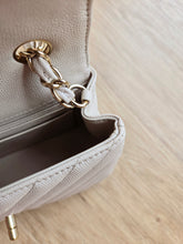 Load image into Gallery viewer, Chanel 18B Ivory Caviar Chevron Mini Rectangle Gold Hw