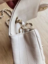 Load image into Gallery viewer, Chanel 18B Ivory Caviar Chevron Mini Rectangle Gold Hw