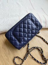 Load image into Gallery viewer, Chanel 17B Navy Blue Caviar Mini Rectangle Gold Hw