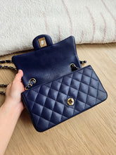 Load image into Gallery viewer, Chanel 17B Navy Blue Caviar Mini Rectangle Gold Hw