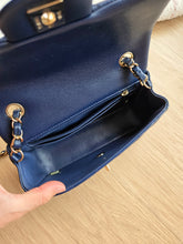 Load image into Gallery viewer, Chanel 17B Navy Blue Caviar Mini Rectangle Gold Hw