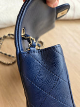 Load image into Gallery viewer, Chanel 17B Navy Blue Caviar Mini Rectangle Gold Hw