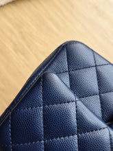 Load image into Gallery viewer, Chanel 17B Navy Blue Caviar Mini Rectangle Gold Hw