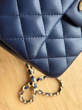 Load image into Gallery viewer, Chanel 17B Navy Blue Caviar Mini Rectangle Gold Hw