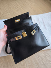 Load image into Gallery viewer, Hermes Mini Kelly 20 Vintage Box Leather Black Gold Hw