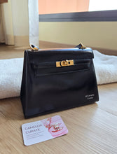 Load image into Gallery viewer, Hermes Mini Kelly 20 Vintage Box Leather Black Gold Hw