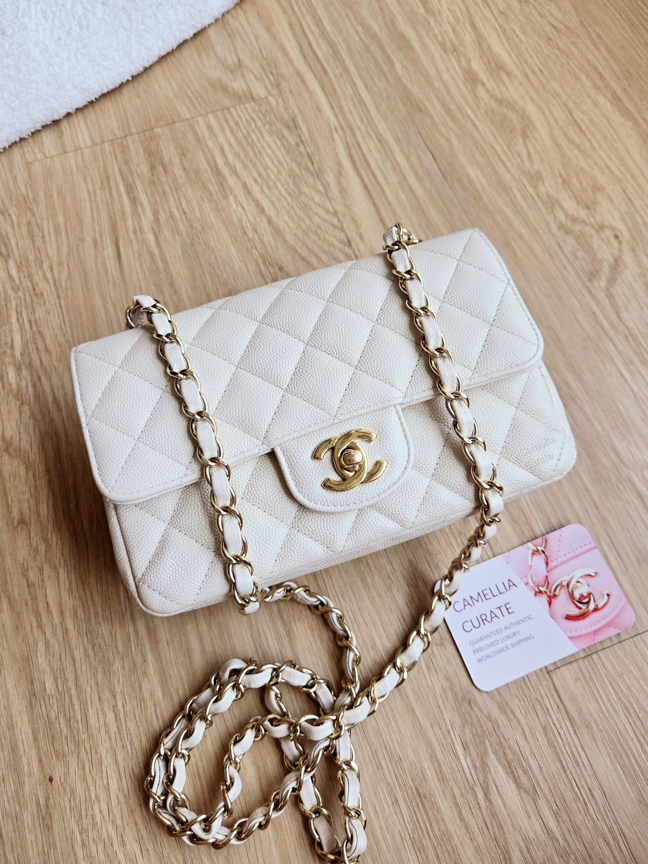 Chanel 17c Ivory Caviar Mini Rectangle Gold Hw – CamelliaCurate