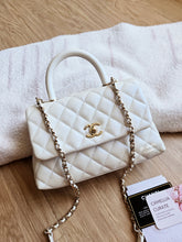 Load image into Gallery viewer, Chanel Pearlescent Ivory Coco Handle Caviar Small Champagne Gold Hardware