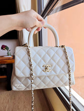 Load image into Gallery viewer, Chanel Pearlescent Ivory Coco Handle Caviar Small Champagne Gold Hardware