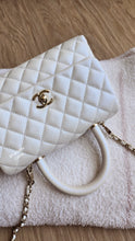 Load image into Gallery viewer, Chanel Pearlescent Ivory Coco Handle Caviar Small Champagne Gold Hardware