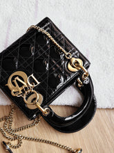 Load image into Gallery viewer, Lady Dior Mini Black Patent Gold Hardware