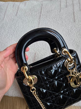 Load image into Gallery viewer, Lady Dior Mini Black Patent Gold Hardware