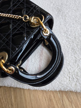 Load image into Gallery viewer, Lady Dior Mini Black Patent Gold Hardware