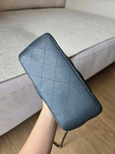 Load image into Gallery viewer, Chanel 18B Grey Classic Mini Caviar Square Champagne Gold