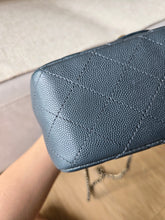 Load image into Gallery viewer, Chanel 18B Grey Classic Mini Caviar Square Champagne Gold