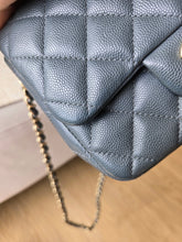 Load image into Gallery viewer, Chanel 18B Grey Classic Mini Caviar Square Champagne Gold