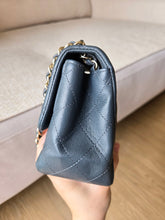 Load image into Gallery viewer, Chanel 18B Grey Classic Mini Caviar Square Champagne Gold
